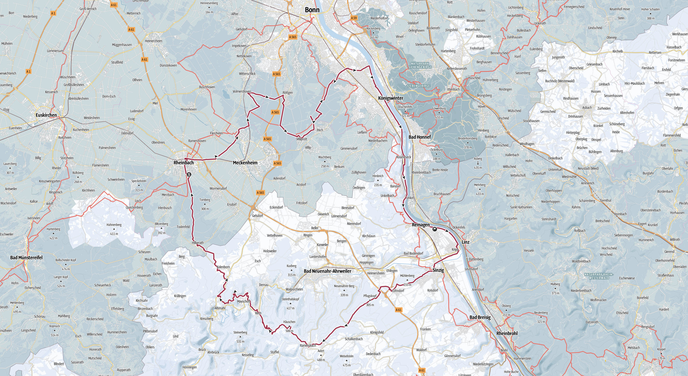 RHEIN-AHR-MARSCH 2024 - Karte Rundkurs